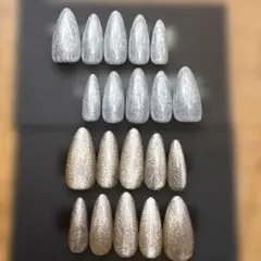 53 ネイルチップセット シルバー ゴールド 20個