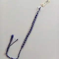 フラワー編みミサンガ　ブルー×ホワイト　新品未使用