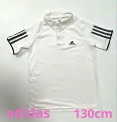 adidas ホワイト ポロシャツ ストライプデザイン130