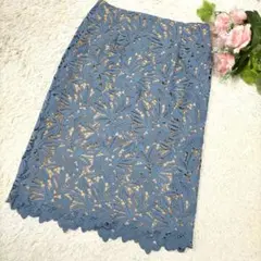 美品 セルフォード ケミカル花柄レースタイトスカート 38 a4011