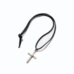 20AW【新同】☆CALEE:レザーストラップ クロス ヘッド ネックレス