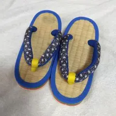 ◆夏休みセール◆即購入OK◆キッズ草履 青と黄色 花柄鼻緒