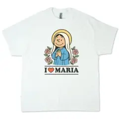 白S新品グアダルーペTシャツILOVEMARIAマリアピーナッツ風I♡チカーノ