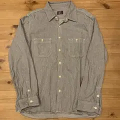 GUNG HO ヒッコリーストライプ 長袖ワークシャツ　サイズL L