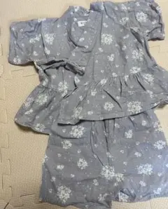 ベビー甚平 むらさき　花柄 80