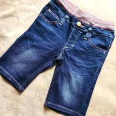【140cm】エドウィン ダークブルー ハーフパンツ 女の子 可愛い ピンク