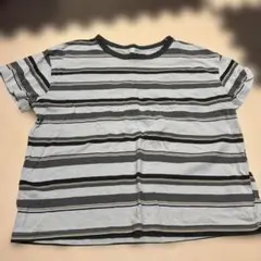 グレーと黒のストライプ Tシャツ 140