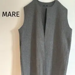 【MARE】マーレ　ロングベスト　ジレ　フェルト調　グレー　韓国　ウールライク
