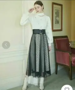 And Couture ウエストリブドットフロッキーチュールスカート