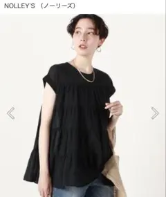 【美品】ノーリーズ　ティアードブラウス　ブラック