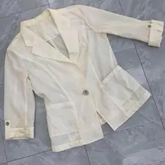 COUP DE CHANCE ホワイト ジャケット 七分袖 コットン混 Sサイズ