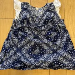 ネイビー バンダナ柄 ノースリーブタンクトップ