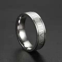 ローマ字刻印指輪　17号 6mm シルバーステンレスリング シンプル かっこいい