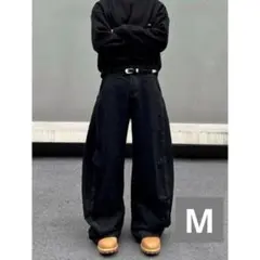 ワイドパンツ バギー デニム 黒 Y2K 韓国 ダボ系 ストリート バレルレッグ
