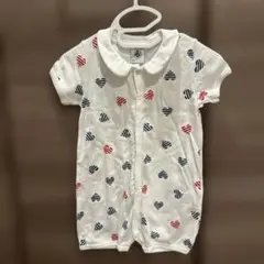 プチバトー ハート柄ロンパース