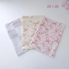 3枚セット ランチョンマット 女の子 リボン お花 ウサギ 25 ×35