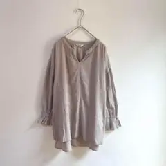 3306【oscope】ブラウス　カットソー　スキッパー　長袖　ストレッチ　ＬＬ