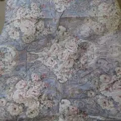 花柄掛け布団 青ピンク　側生地綿100％　中綿毛100％　シングル