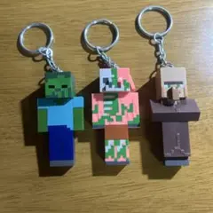 マインクラフト フィギュア キーチェーン ゾンビ　村人　ゾンビピグリン