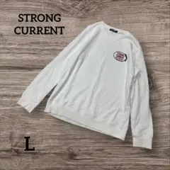 STRONG CURRENT ホワイト トレーナー ロゴ入り Lサイズ