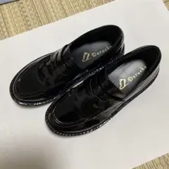Doruche 黒 牛革エナメルローファー 24.5EEE