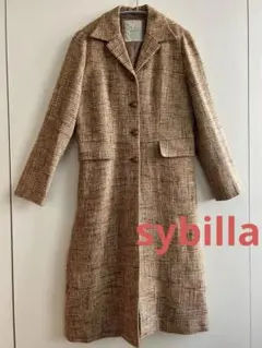 sybillaシビラ ブラウン ツイード チェスターコート