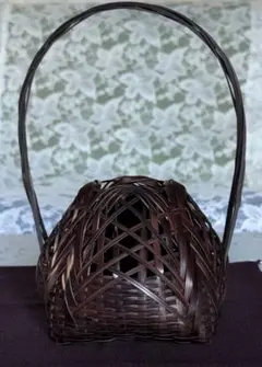 e2655 竹花籠 竹真斉 高さ27cm 手付き 竹花入 花籠 花入 宗全籠 e2655 竹花籠 竹真斉 高さ27cm 手付き 竹花入 花籠 花入 宗全籠