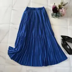 lui's FEMME プリーツスカート　ブルー　青　ロングスカート