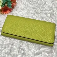 【美品✨】LOEWE 長財布 リピート イエロー アナグラム 総柄 ウォレット