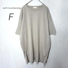 earth ビッグサイズ Tシャツ 五分袖 チュニック オーバーライトブラウン綿