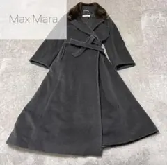 美品☆マックスマーラ 白タグ コート マニュエラ カシミヤ混 ファー衿 46