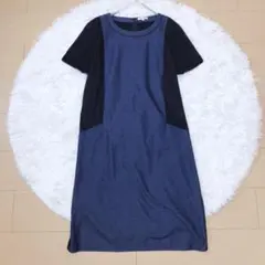 エンスウィート⭕️美品　半袖ロングワンピース　デニム調　希少　黒　メッシュ　高級