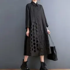 《新品/再入荷♫》丸カット♡シャツロングワンピース LONDA モード系 韓国
