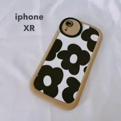 新品 iphoneXRケース スマホケース 花柄 ソフト ブラウン
