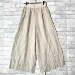 アヴィ ワイドパンツ M ベージュ ウエストゴム シンプル 日本製 太ももカバー