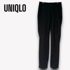 ユニクロ【M】パンツ ストレート シンプル ストレッチ 黒 f590