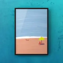 ⭐︎A4フレーム付き⭐︎オリジナル アートポスター SUMMER 海 犬 サーフィン
