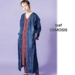 loaf オズモーシス* デニムドルマンコートワンピース ブルー free