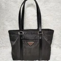 プラダ トートバッグ 三角ロゴ ナイロン×レザー ブラック