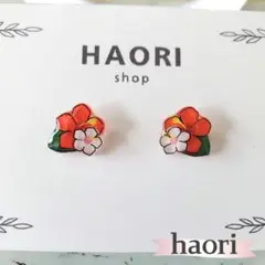 ハイビスカスのピアス　プラバン　イヤリング