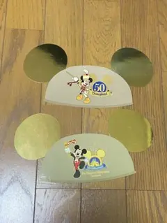 アナハイム　WDW 50周年　ミッキー　イヤーハット型　ポストカード