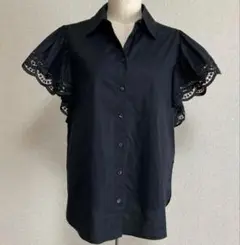 超美品♡ TWINSET フリル袖 ブラウス シャツ カットソー 黒 レディース