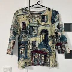 美品　ETHNIC COLLECTION 五分袖トップス 五分袖　柄トップス