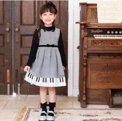 ♡mezzo pianoメゾピアノ　ピアノ柄ワンピース　ジャンパースカート音符♡