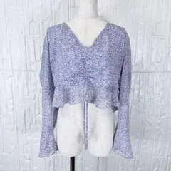 H&M ブラウス　パープル　花柄　淡い　シャツ　紫　【571】