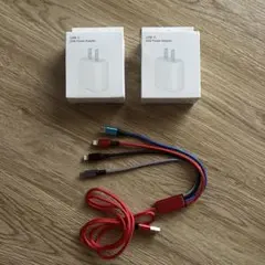 20W USB-C電源アダプタ2個 4in1ケーブル セット