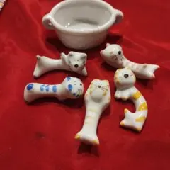 【新品未使用品】 猫の形 陶器 箸置き 5個セット　値下げです。
