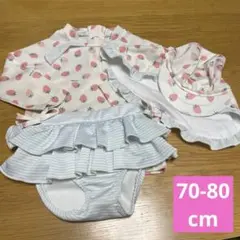 いちご柄 UVカット ラッシュガード 水着セット