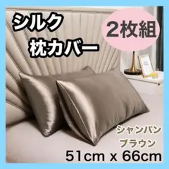 枕カバー 2枚セット シャンパンゴールド シルク サテン 袋型 美髪 美肌
