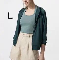 新品　Ｌ　エアリズムＵＶカットパーカー　ダークグリーン緑ユニクロUNIQLO